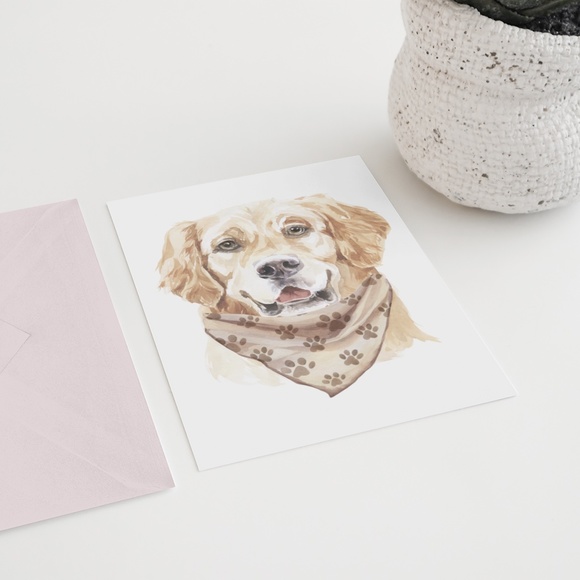 Watercolor Retriever Pet Dog Wall Art Illustration Print Poster Card Unframed - Picture 5 of 7